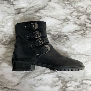 Black Combat Boot by Stuart Weitzman